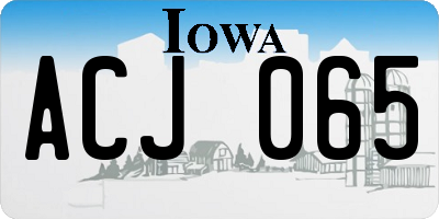 IA license plate ACJ065
