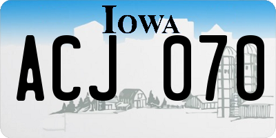 IA license plate ACJ070