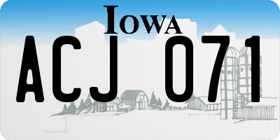 IA license plate ACJ071