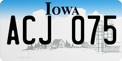 IA license plate ACJ075