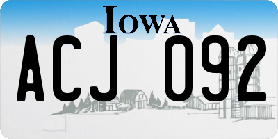 IA license plate ACJ092