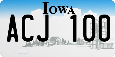 IA license plate ACJ100