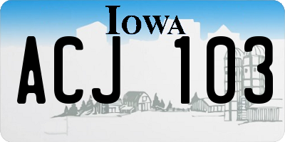 IA license plate ACJ103