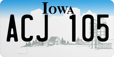 IA license plate ACJ105