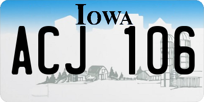 IA license plate ACJ106