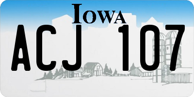 IA license plate ACJ107