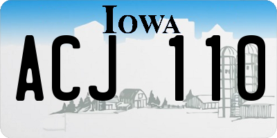 IA license plate ACJ110