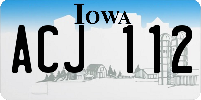 IA license plate ACJ112