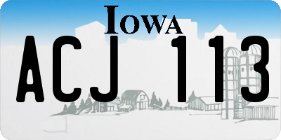 IA license plate ACJ113