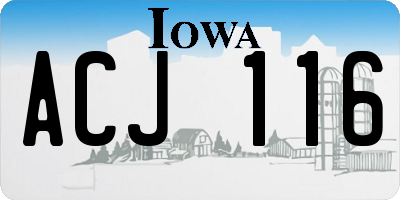 IA license plate ACJ116