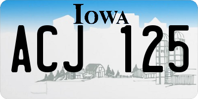 IA license plate ACJ125