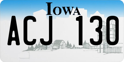 IA license plate ACJ130