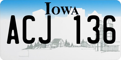 IA license plate ACJ136