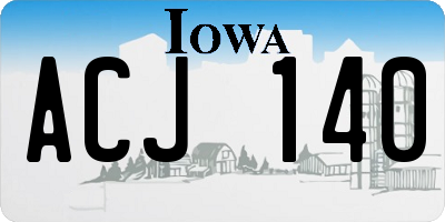 IA license plate ACJ140