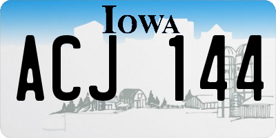 IA license plate ACJ144