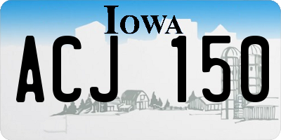 IA license plate ACJ150
