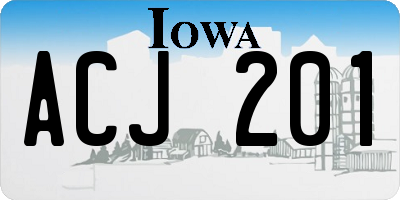 IA license plate ACJ201