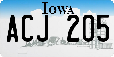 IA license plate ACJ205