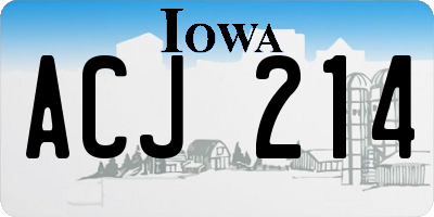 IA license plate ACJ214