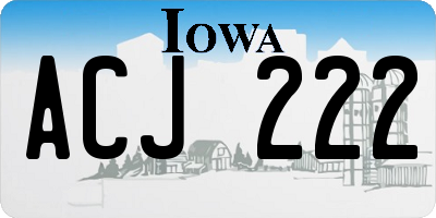 IA license plate ACJ222