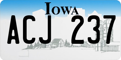 IA license plate ACJ237