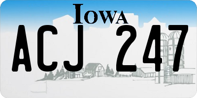 IA license plate ACJ247