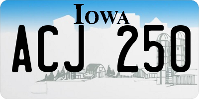 IA license plate ACJ250