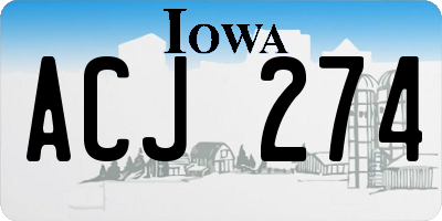 IA license plate ACJ274