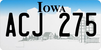 IA license plate ACJ275