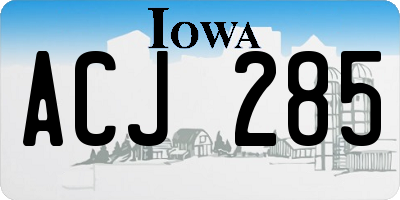 IA license plate ACJ285