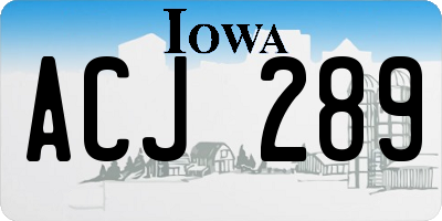 IA license plate ACJ289