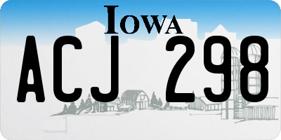 IA license plate ACJ298
