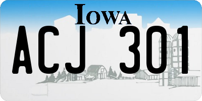 IA license plate ACJ301