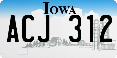 IA license plate ACJ312