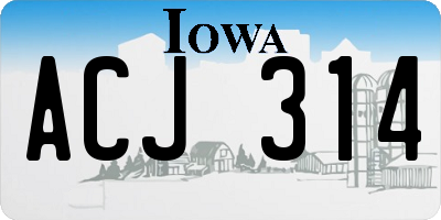 IA license plate ACJ314