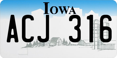 IA license plate ACJ316