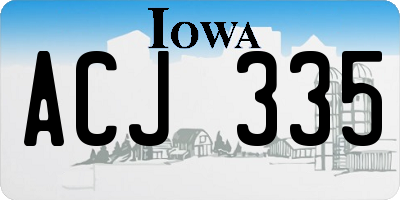 IA license plate ACJ335