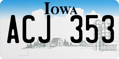 IA license plate ACJ353