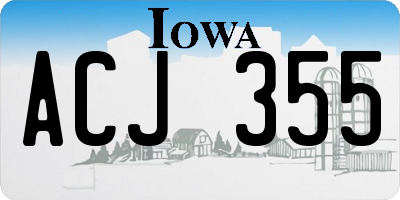 IA license plate ACJ355