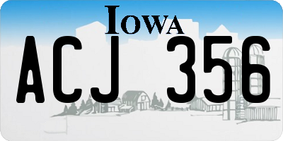 IA license plate ACJ356