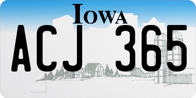 IA license plate ACJ365
