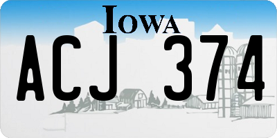 IA license plate ACJ374
