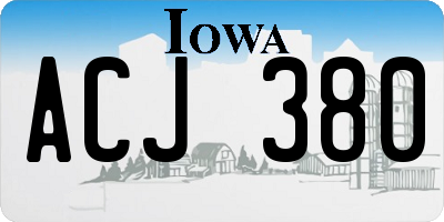 IA license plate ACJ380