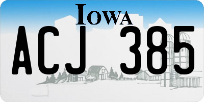 IA license plate ACJ385
