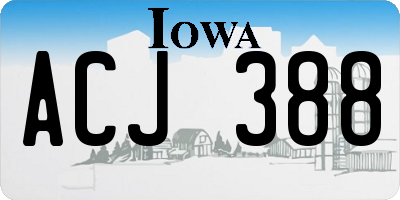 IA license plate ACJ388