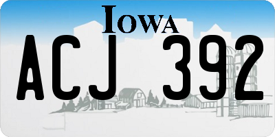 IA license plate ACJ392