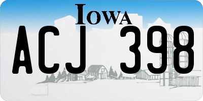 IA license plate ACJ398