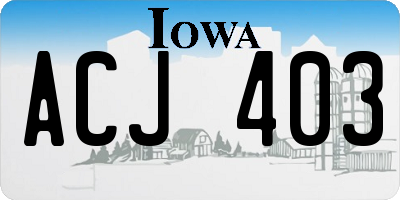 IA license plate ACJ403