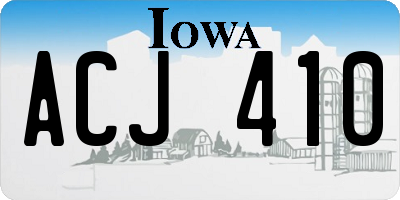IA license plate ACJ410