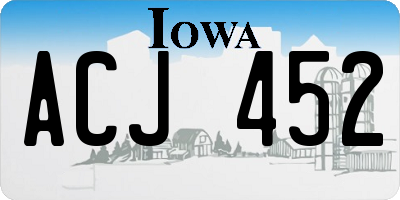 IA license plate ACJ452